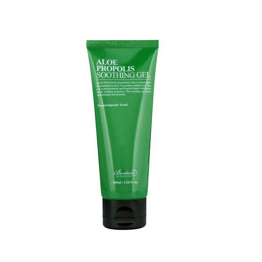 BENTON Aloe Propolis Soothing Gel is a lightweight, calming formula infused with Aloe Barbadensis Leaf Juice and Propolis Extract to hydrate, soothe, and protect the skin. Enriched with botanical extracts like Houttuynia Cordata and Portulaca Oleracea, it helps reduce redness and irritation while delivering long-lasting moisture. Perfect for all skin types, especially sensitive and acne-prone skin, this gel promotes a balanced, refreshed, and healthy complexion.