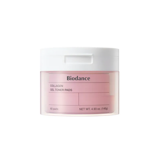 BIODANCE Collagen Gel Toner Pads are pre-soaked pads designed to hydrate and firm your skin. Infused with Collagen Water and Hyaluronic Acid, they help improve skin elasticity and provide a boost of moisture for a smoother, more youthful complexion. Perfect for a quick and convenient skincare routine.