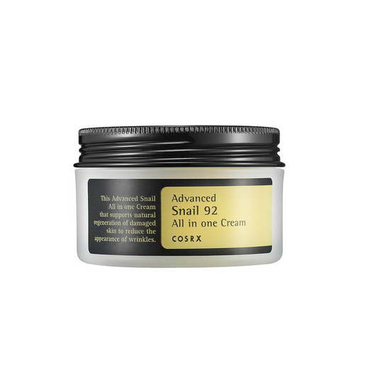 COSRX Advanced Snail 92 All In One Cream is a deeply hydrating and repairing moisturizer made with 92% Snail Mucin. It helps improve skin elasticity, fade acne scars, and soothe irritation. Enriched with Panthenol, Allantoin, and Hyaluronic Acid, it leaves skin smooth, plump, and nourished. Ideal for all skin types, especially sensitive or damaged skin.