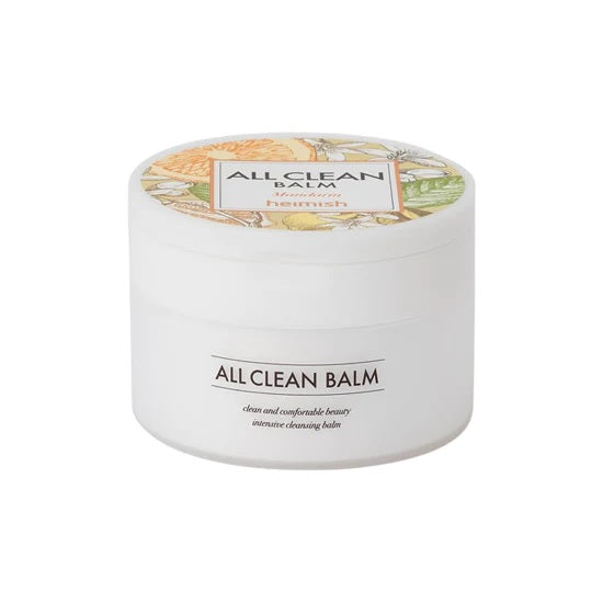 HEIMISH All Clean Balm Mandarin is a refreshing cleansing balm that effortlessly removes makeup, sunscreen, and impurities while nourishing the skin. Infused with Mandarin Extract and a blend of citrus oils like Bitter Orange Leaf Oil and Tangerine Fruit Extract, it delivers a burst of freshness with every use. Enriched with Shea Butter, Moringa Oil, and Turmeric Root Extract, it hydrates, soothes, and revitalizes the skin. This balm melts into a silky texture, leaving your skin clean, soft, and radiant.