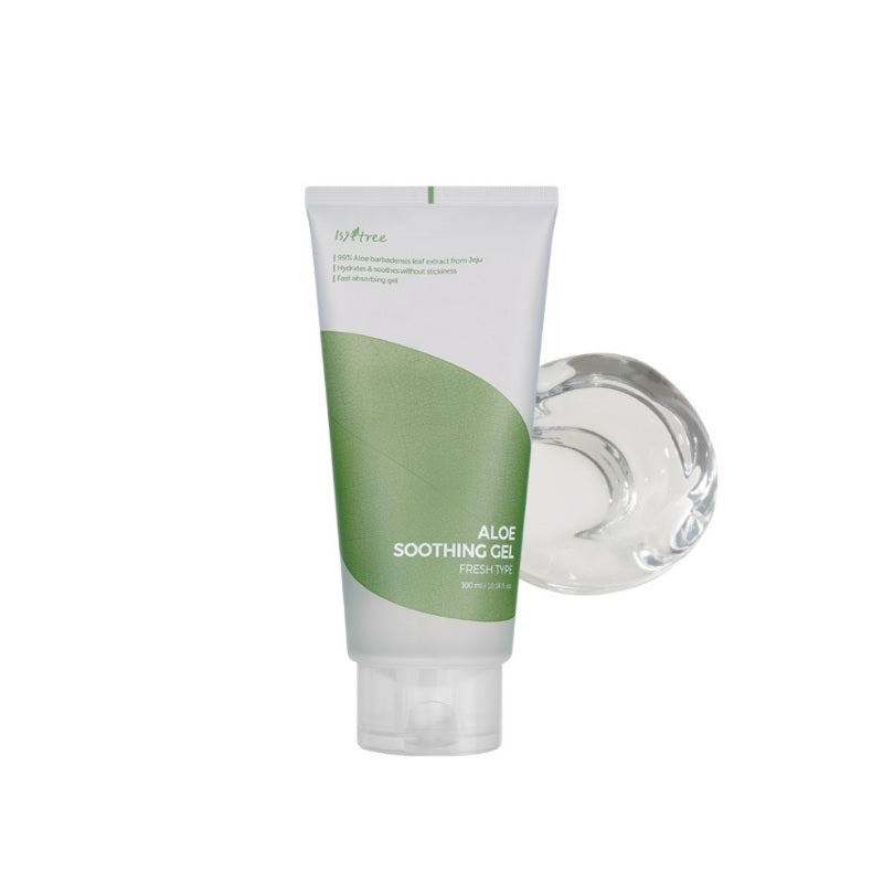 ISNTREE Aloe Soothing Gel Fresh Type is a lightweight, hydrating gel that provides instant relief and moisture to the skin. Formulated with Aloe Barbadensis Leaf Extract, this gel soothes and calms irritated or sunburned skin while helping to maintain the skin's moisture balance. Enriched with Sodium Hyaluronate, Panthenol, and Allantoin, it hydrates, softens, and revitalizes the skin, making it perfect for daily use. This non-sticky formula absorbs quickly, leaving your skin feeling fresh, cool, and comfor