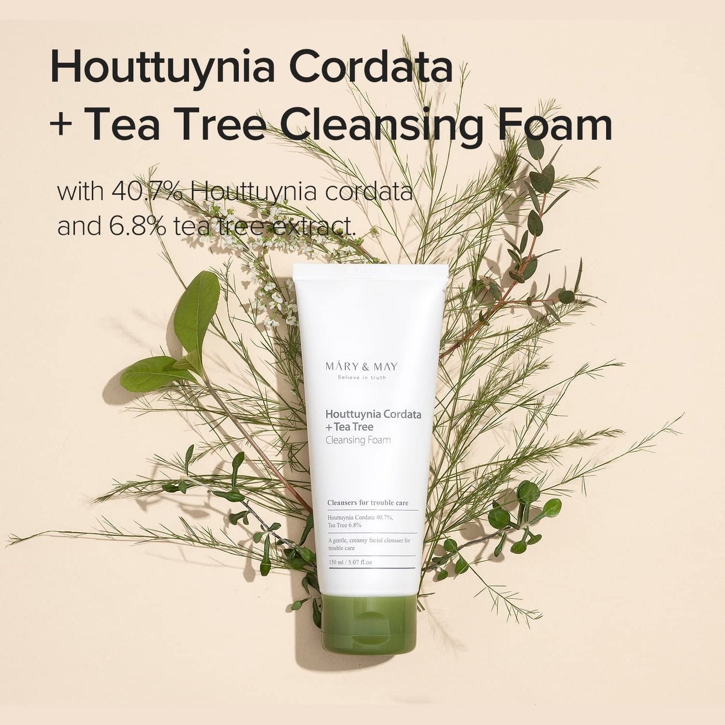 MARY & MAY Houttuynia Cordata + Tea Tree Cleansing Foam 150ml