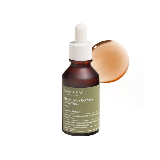 MARY & MAY Houttuynia Cordata + Tea Tree Serum is a calming and clarifying formula designed for oily and acne-prone skin. Infused with Houttuynia Cordata and Tea Tree Extract, it helps soothe irritation, reduce excess oil, and support a clearer complexion. The lightweight texture absorbs quickly, leaving skin feeling fresh, balanced, and comfortably hydrated.