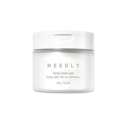 NEEDLY Daily Toner Pad gently exfoliates and hydrates the skin in one easy step. Infused with Centella Asiatica, Tea Tree Leaf Extract, and Salicylic Acid, it helps calm irritation, control excess oil, and refine pores. Each pad is soaked in a soothing essence with Glycerin and Sodium Hyaluronate to leave skin refreshed, smooth, and balanced—perfect for daily use on sensitive or troubled skin.