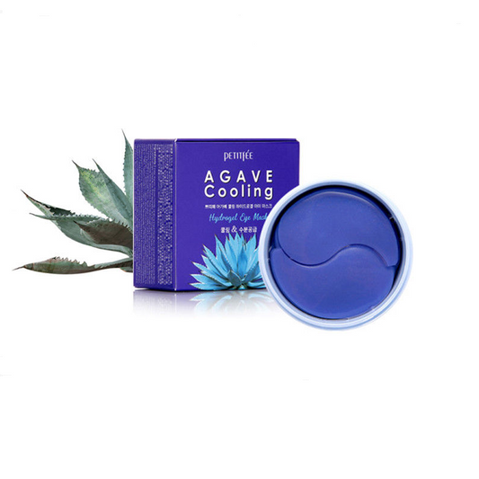 PETITFÉE Agave Cooling Hydrogel Eye Mask is a refreshing and hydrating treatment designed to soothe and revitalize tired under-eyes. Enriched with Agave Extract, Shea Butter, and Caffeine, it delivers deep hydration, reduces puffiness, and brightens dark circles. Infused with Green Tea Extract, Blueberry Extract, and Seaweed Complex, it nourishes and calms the delicate eye area. The cooling hydrogel texture adheres perfectly, providing an instant cooling effect for a refreshed, revitalized look. Ideal for t
