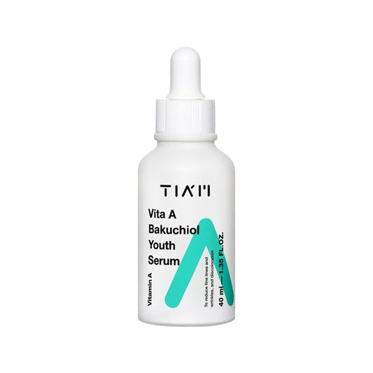 TIAM Vita A Bakuchiol Youth Serum combines the gentle power of Bakuchiol and Retinyl Palmitate to improve skin elasticity, reduce the appearance of fine lines, and promote a youthful glow. Enriched with Sunflower Seed Oil, Hydrolyzed Collagen, and Panthenol, this serum deeply hydrates and nourishes the skin, leaving it smooth and revitalized. Perfect for those seeking an effective yet gentle anti-aging solution.